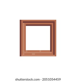 Decorative wooden baguette frame. Pixel art style. Vintage Frame. Isolated vector illustration. 