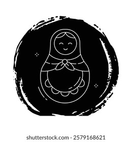 Decorative Wooden Matryoshka Doll Vector Icon Design