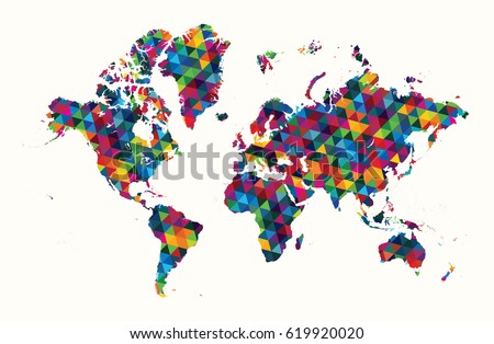 Decorative world map abstract geometric pattern