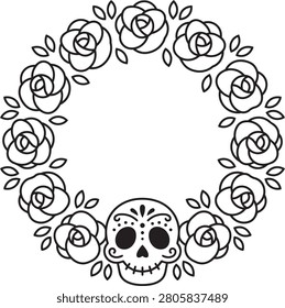 Decorative wreath black line