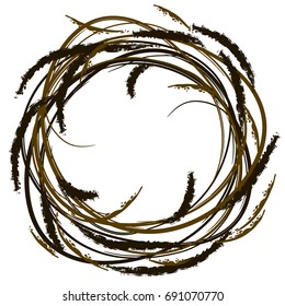 Decorative wreath of brown lines and spikelets