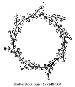 decorative wreath, doodle-ink. line graphics.Vector illustration. Frames, circles, wreaths