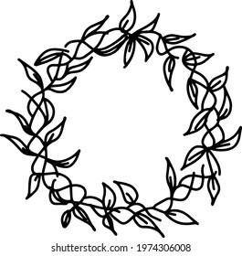 decorative wreath, doodle-ink. line graphics.Vector illustration. Frames, circles, wreaths