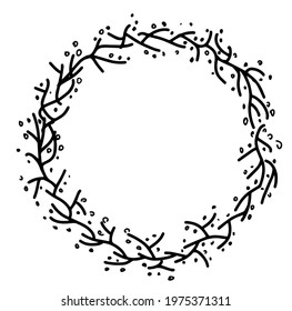 decorative wreath, doodle-ink. line graphics.Vector illustration. Frames, circles, wreaths