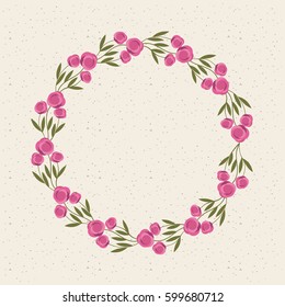 decorative wreath of flowers and leaves. colorful design. vector illustration