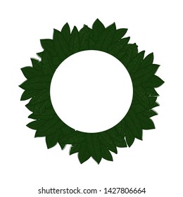 Decorative wreath with green banana leaves