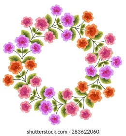 Decorative wreath with vector flowers