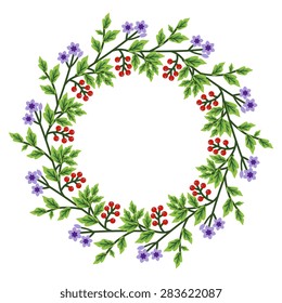 Decorative wreath with vector flowers