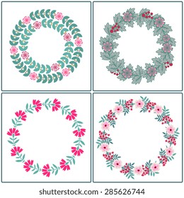 Decorative wreaths with pink flowers