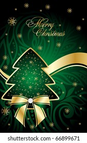 decorative xmas   illustration with xmas tree