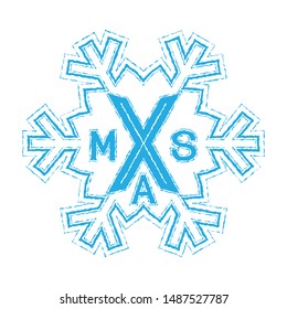 Decorative xmas inscription inscribed in snowflake