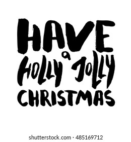 Decorative Xmas Lettering. Handwritten vector scalable design element. Modern ink calligraphy. Handdrawn black phrase isolated on white background. Perfect for Christmas decor, posters and cards