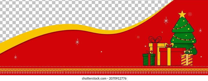 Decorative Xmas Tree With Gift Boxes On Red And Png Background.