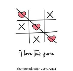 Decorative XOXO Game Illustration, Vector Design for Fashion and Poster Prints, Sticker, Wall Art, Phone Case, Heart Shape