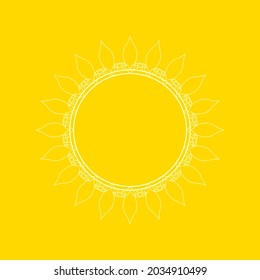 Decorative yellow background with ornamental circular pattern. Card template design. Vector illustration.