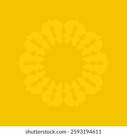 Decorative yellow background with ornamental circular pattern. Card template design. Vector illustration.