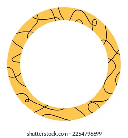 Decorative yellow circular frame with line pattern. Perfect as a photo frame, for scrapbooking, postcards, posters, invitation cards.