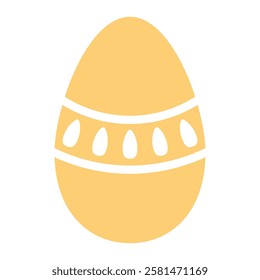 Decorative Yellow Happy Easter Egg with a White Pattern with White Dots and Lines