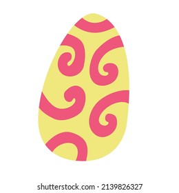 Decorative yellow pink  Easter egg. Hand drawn flat vector illustration. Great for greeting cards.