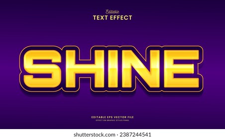 decorative yellow shine neon editable text effect vector design