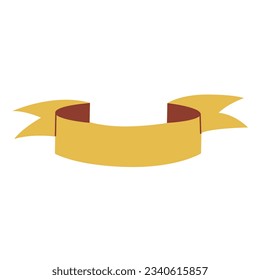 Decorative yellow tape for inscriptions. Ribbon. Hand drawn cartoon vector illustration isolated on white background