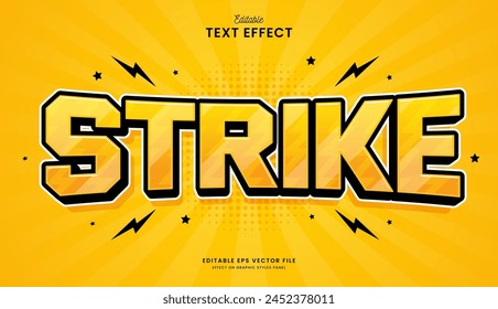 decorative yellow thunder strike editable text effect vector design