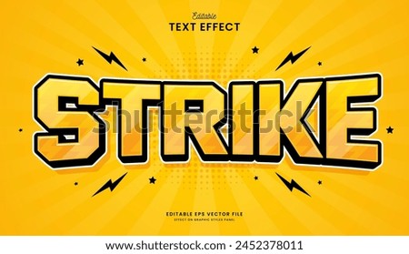 decorative yellow thunder strike editable text effect vector design