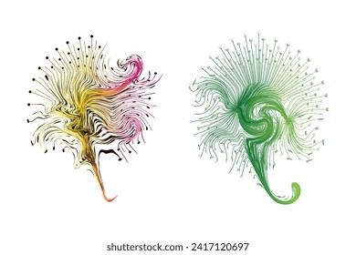 Decorative zen tangle feather boho style colorful for tattoo.