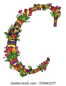 Decorative zentangle letter for design
