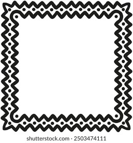 Decorative zigzag frame. Vector border design. Black and white. Abstract pattern.