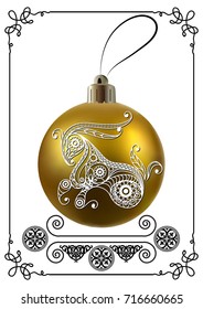 Decorative zodiac sign Capricorn. Horoscope and astrology (astronomy)-symbol. Christmas ball. New Year's design. Vector illustration.