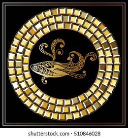 Decorative zodiac sign Cetus, Cet . Horoscope and astrology, astronomy -symbol. Vector illustration.