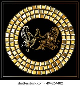 Decorative zodiac sign Gemini. Horoscope and astrology (astronomy)-symbol. Vector illustration.