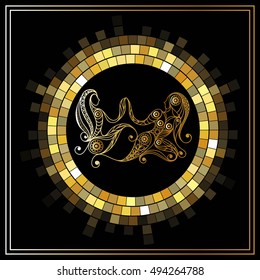 Decorative zodiac sign Gemini. Horoscope and astrology (astronomy)-symbol. Vector illustration.