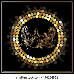 Decorative zodiac sign Gemini. Horoscope and astrology (astronomy)-symbol. Vector illustration.