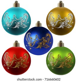 Decorative zodiac sign Gemini. Horoscope and astrology (astronomy)-symbol. Christmas ball. New Year's design. Vector illustration.