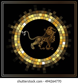 Decorative zodiac sign Leo. Horoscope and astrology (astronomy)-symbol. Vector illustration.