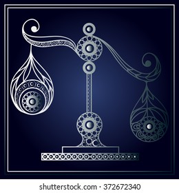 Decorative zodiac sign Libra in floral style. Horoscope and astrology (astronomy)-symbol. Vector illustration.