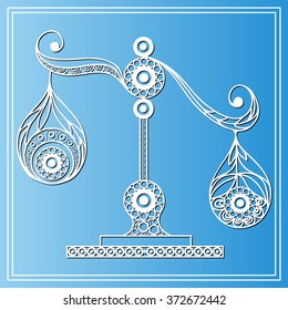 Decorative zodiac sign Libra in floral style. Horoscope and astrology (astronomy)-symbol. Vector illustration.