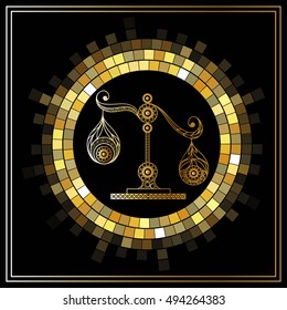 Decorative zodiac sign Libra. Horoscope and astrology (astronomy)-symbol. Vector illustration.