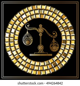 Decorative zodiac sign Libra. Horoscope and astrology (astronomy)-symbol. Vector illustration.