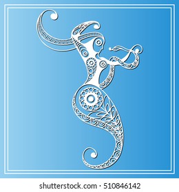 Decorative zodiac sign Ophiuchus. Horoscope and astrology, astronomy -symbol. Vector illustration.