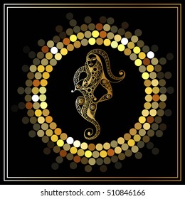 Decorative zodiac sign Ophiuchus. Horoscope and astrology, astronomy -symbol. Vector illustration.