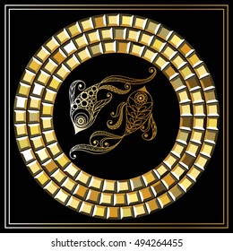 Decorative zodiac sign Pisces. Horoscope and astrology (astronomy)-symbol. Vector illustration.