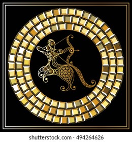 Decorative zodiac sign Sagittarius. Horoscope and astrology (astronomy)-symbol. Vector illustration.