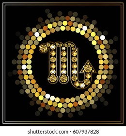 Decorative zodiac sign Scorpio. Horoscope and astrology (astronomy)-symbol. Suitable for invitation, flyer, sticker, poster, banner, card, label, cover, web. Vector illustration.