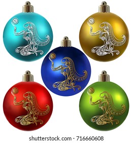 Decorative zodiac sign Virgo. Horoscope and astrology (astronomy)-symbol. Christmas ball. New Year's design. Vector illustration.
