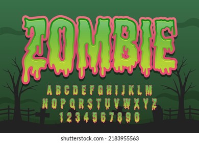 Decorative Zombie Font And Alphabet Vector
