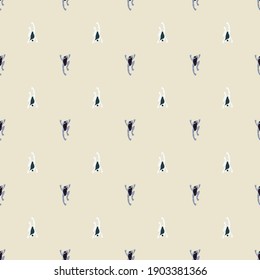 Decorative zooligy seamless pattern with funny froggy navy blue silhouettes. Pastel light background. Stock illustration. Vector design for textile, fabric, giftwrap, wallpapers.
