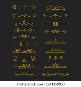 Decoratives swirls dividers set, swirls border Ornaments, and vintage divider.
Ornament swirls calligraphy victorian style.